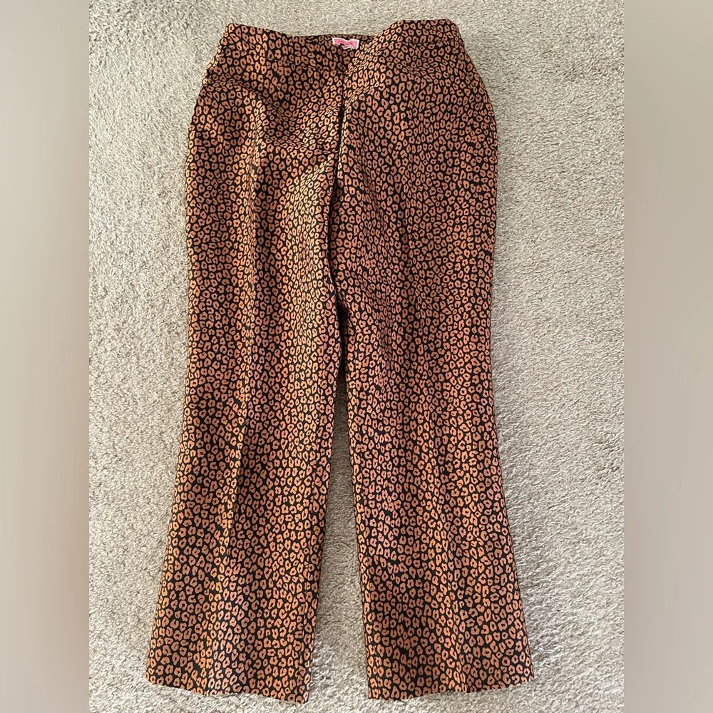 Kate Spade Flora Elegant Pants cropped leopard jacquard size 10 office business